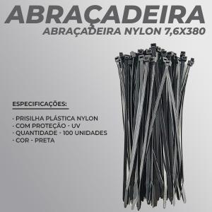 Abraçadeira Nylon Preta 7,6x380mm  380mm    