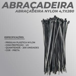 Abraçadeira Nylon Preta 4,7x280mm  280mm    