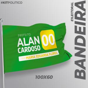 BANDEIRA CAMPANHA ELEITORAL Tecido + Bastão Personalizado 4x0   