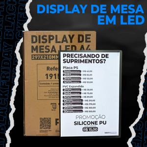 DISPLAY DE MESA LED A4 ULTRA FINO Led e Alumínio A4 4x0   PRONTA ENTREGA